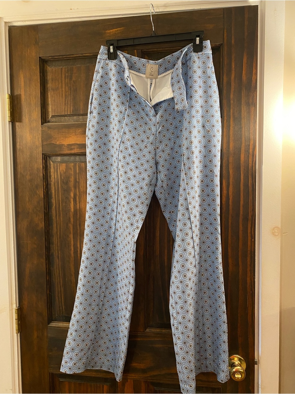 Sioni Light Blue Circular Print Flare Jeans
